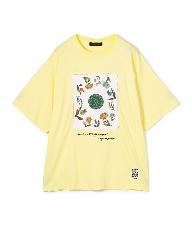 CABaN スビンコットン フラワーサークルプリントＴシャツ