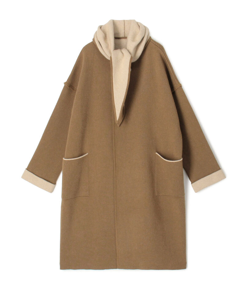 モンゴルカシミヤ フーデッドニットコート