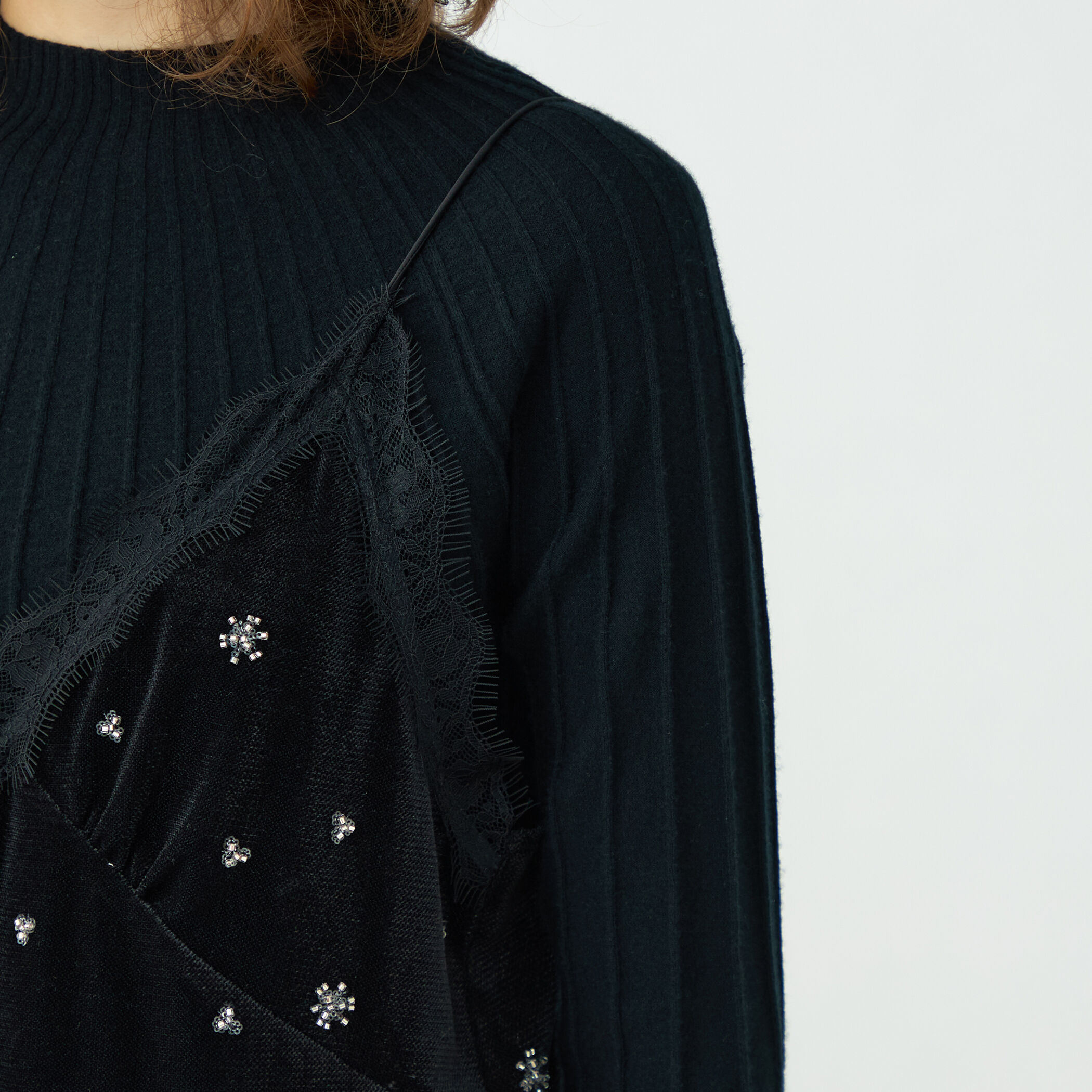 BALLSEY トゥモローランド　キャミソールブラウス メッシュベロアエンブロイダリー キャミソールブラウス