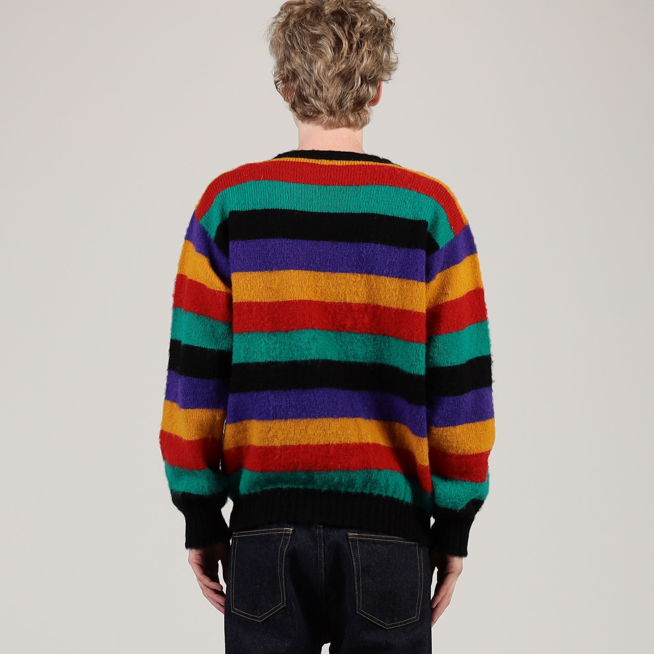 Drake's ウール マルチボーダー クルーネック プルオーバーニット