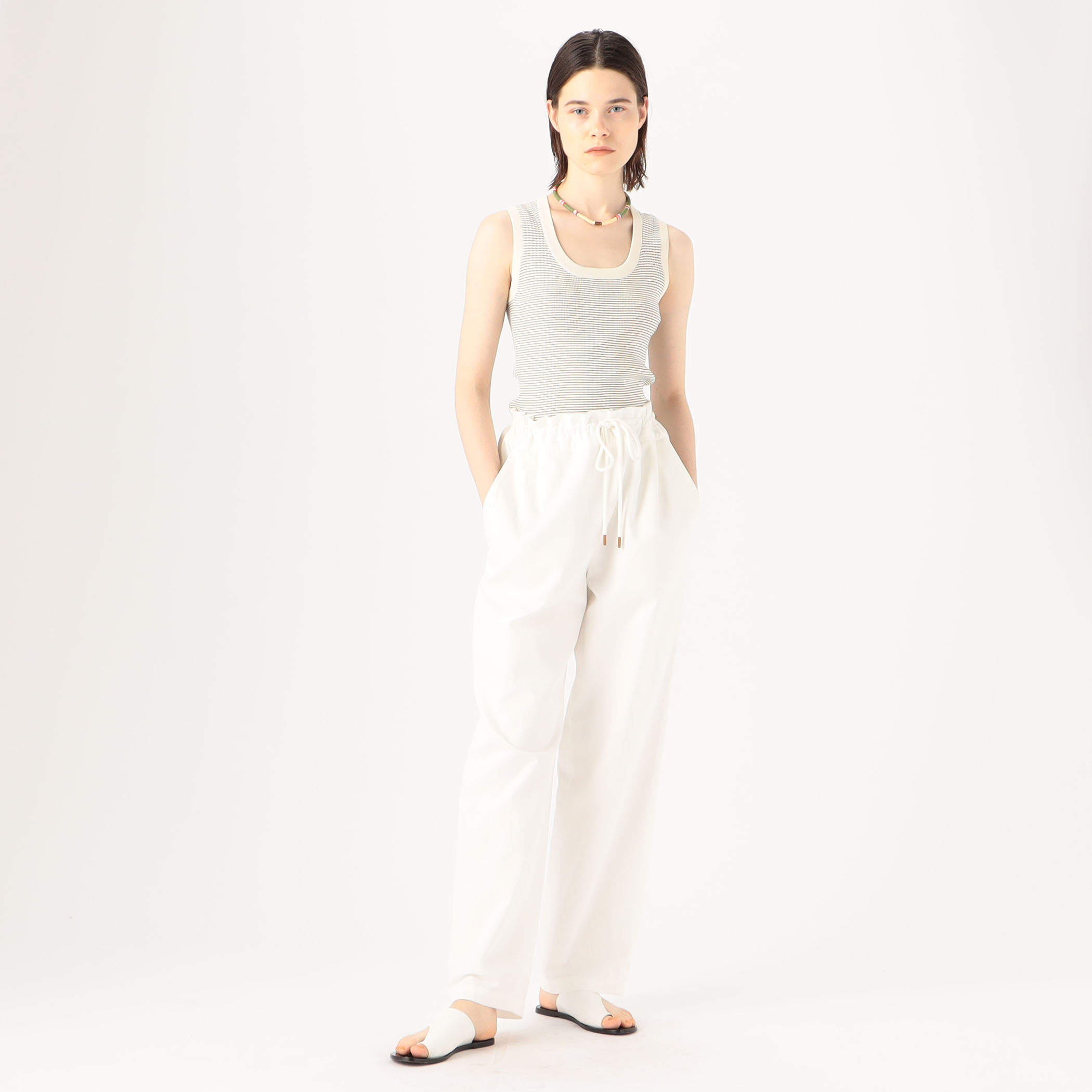 □CABaN ファインポリエステルリブ ノースリーブプルオーバー