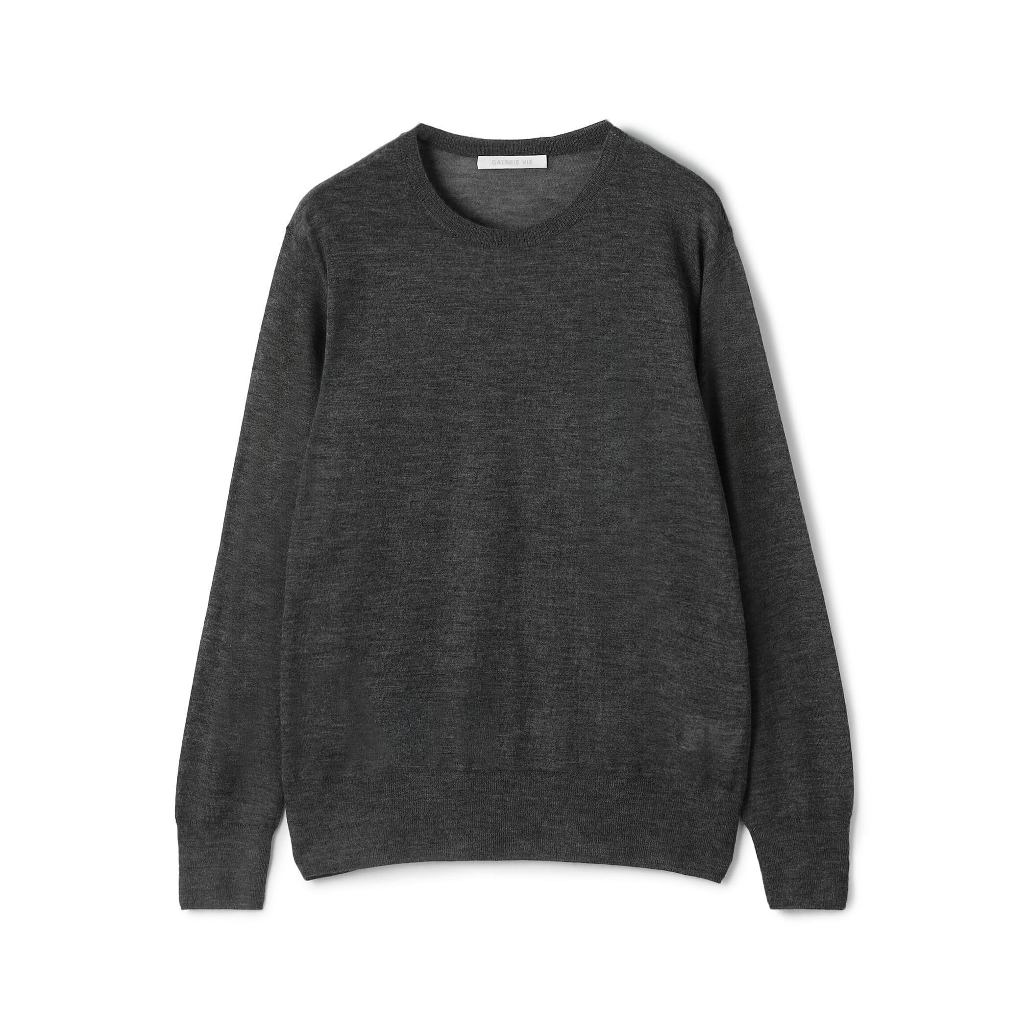 ウーステッドカシミヤ クルーネックプルオーバー