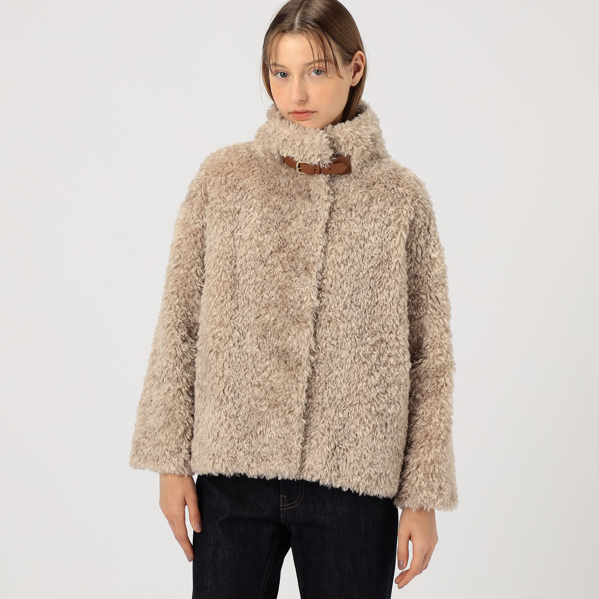 HERNO カーリーエコファー レザーベルトブルゾン｜トゥモローランド