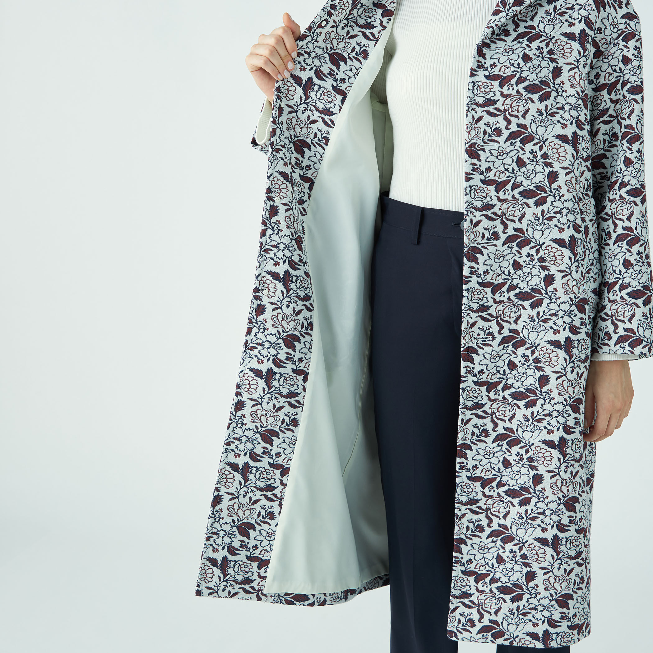 ポリエステルレーヨンジャカード チェスターコート｜トゥモローランド