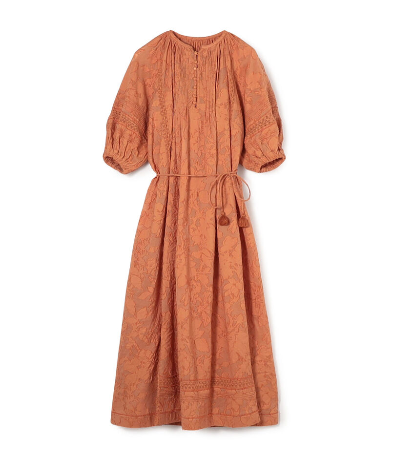 コットンカットジャカード パフスリーブワンピース