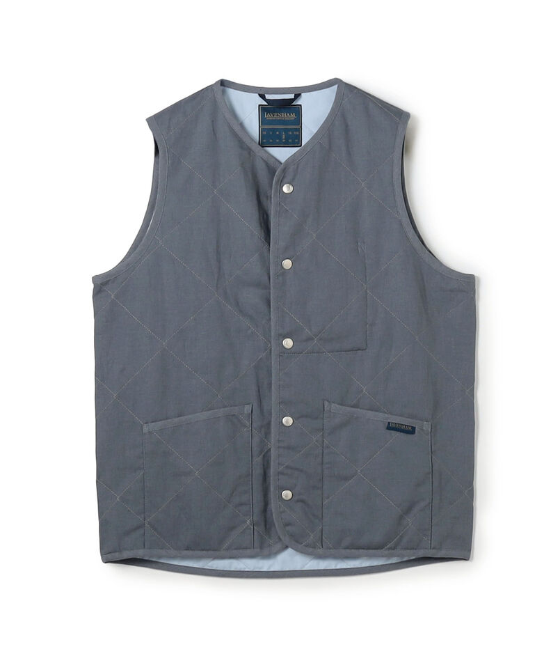 【別注】LAVENHAM UNWADDED THORNHAM リネンコットン キルティングベスト