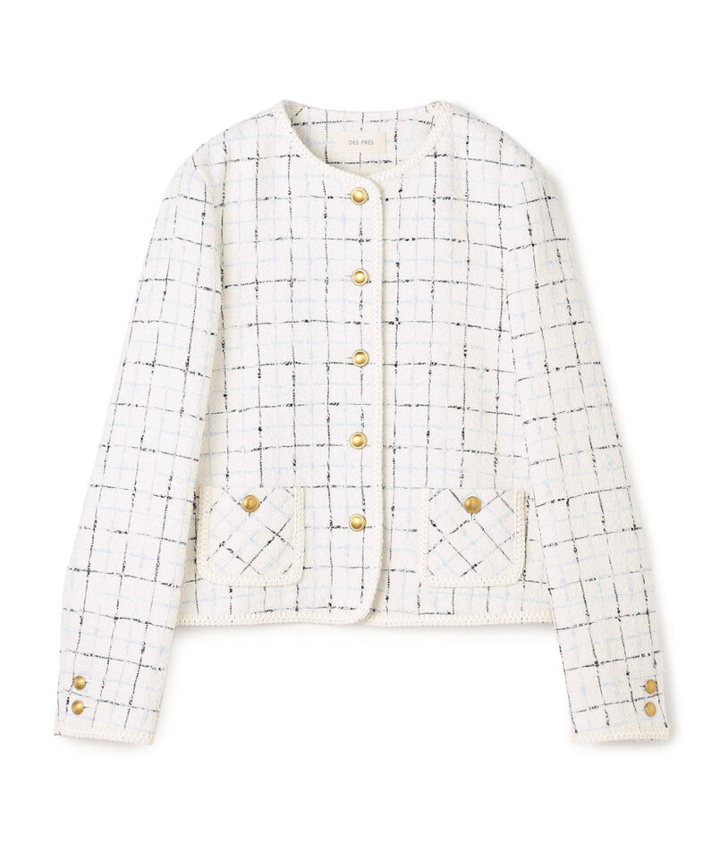 ループチェック クルーネックジャケット