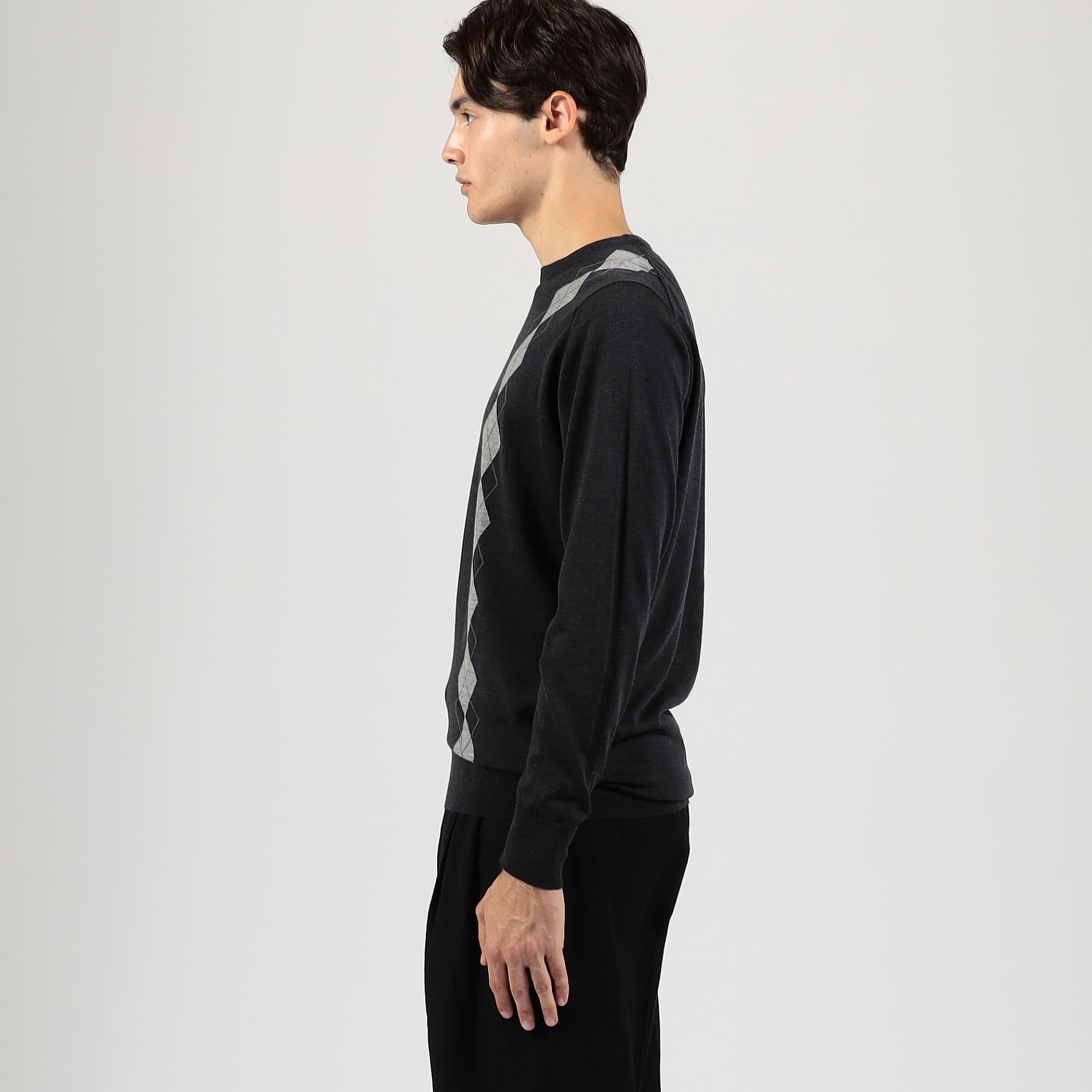 【別注】JOHN SMEDLEY クルーネックウールポケットニットカットソー 別注】JOHN SMEDLEY ウール アーガイルクルーネック プル