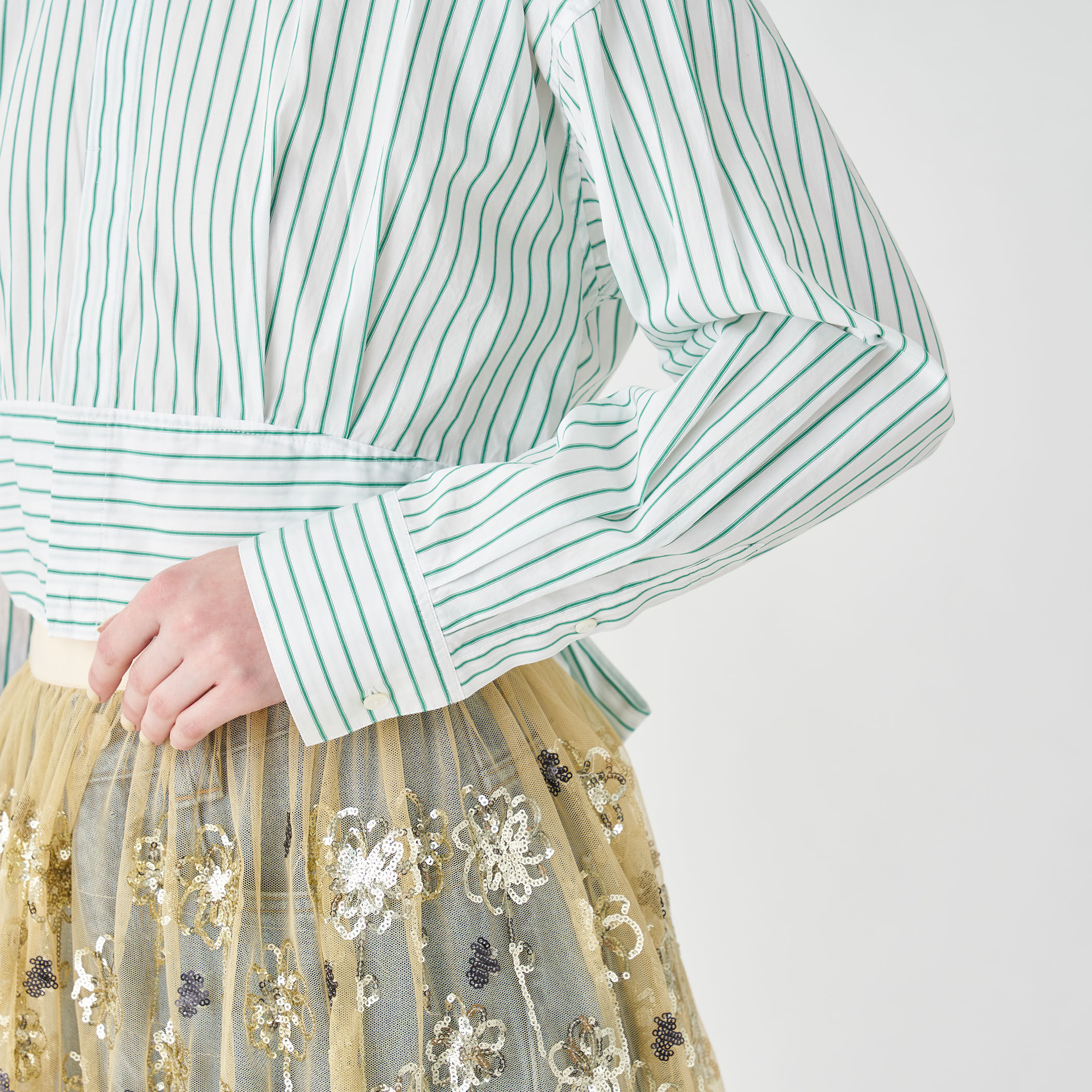 極美品★MACPHEE｜23SS ラベンダー ストライプ リネンシャツ 極美品☆MACPHEE｜23SS ラベンダー ストライプ リネンシャツ