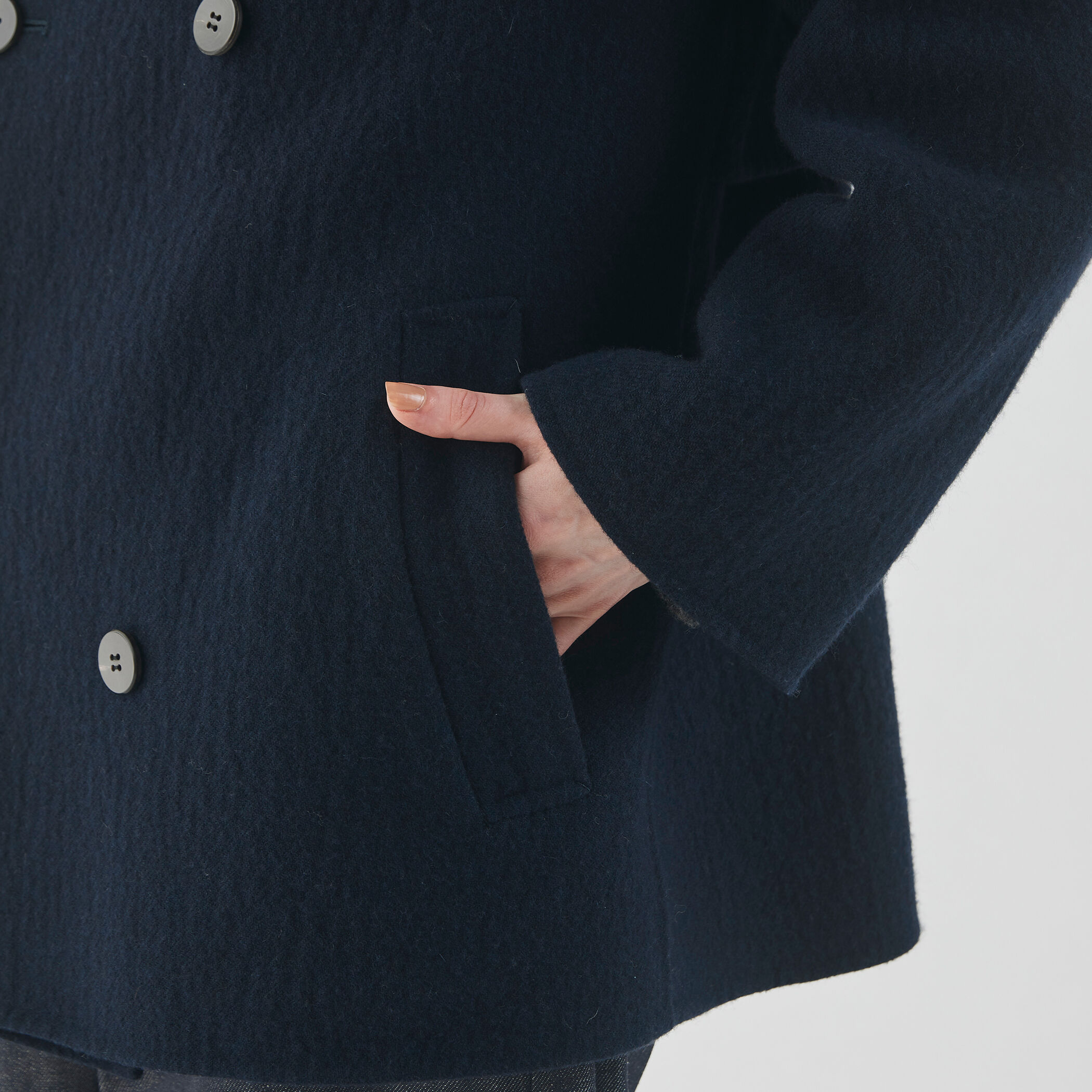 ランダムウール カラーレスショートトレンチコート