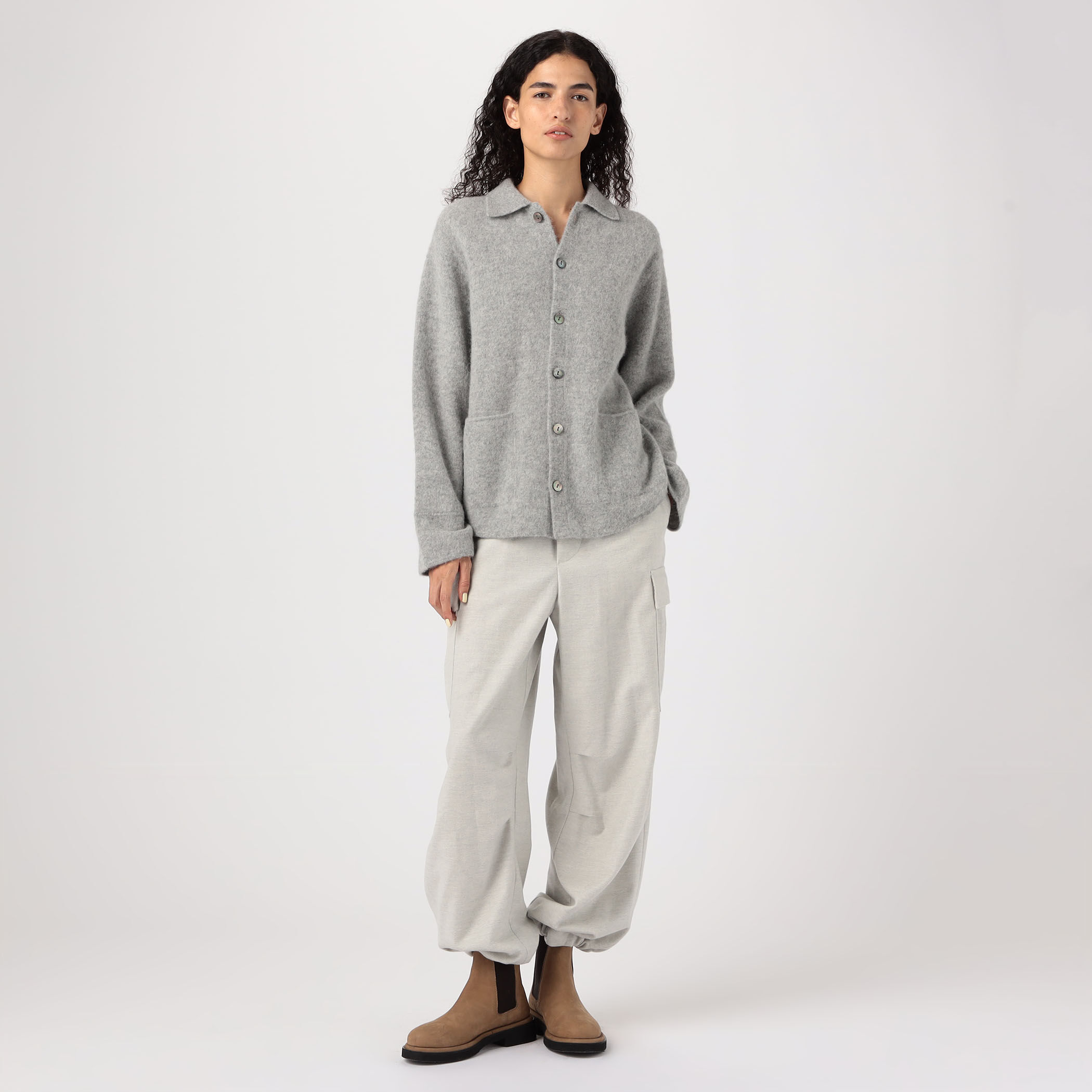 ベビーアルパカボイルド シャツカーディガン｜トゥモローランド 公式通販