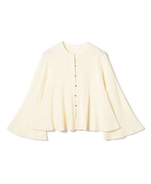 ■ブークレーミラノリブボーダー フレアカーディガン