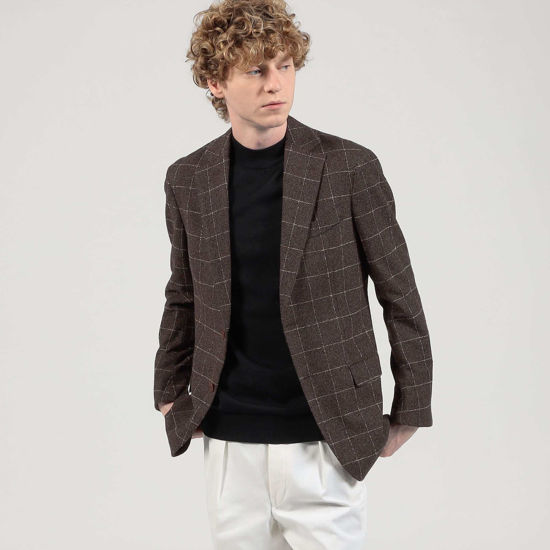 ウールシルクナイロン シングルブレステッド 2Bジャケット BOTTO