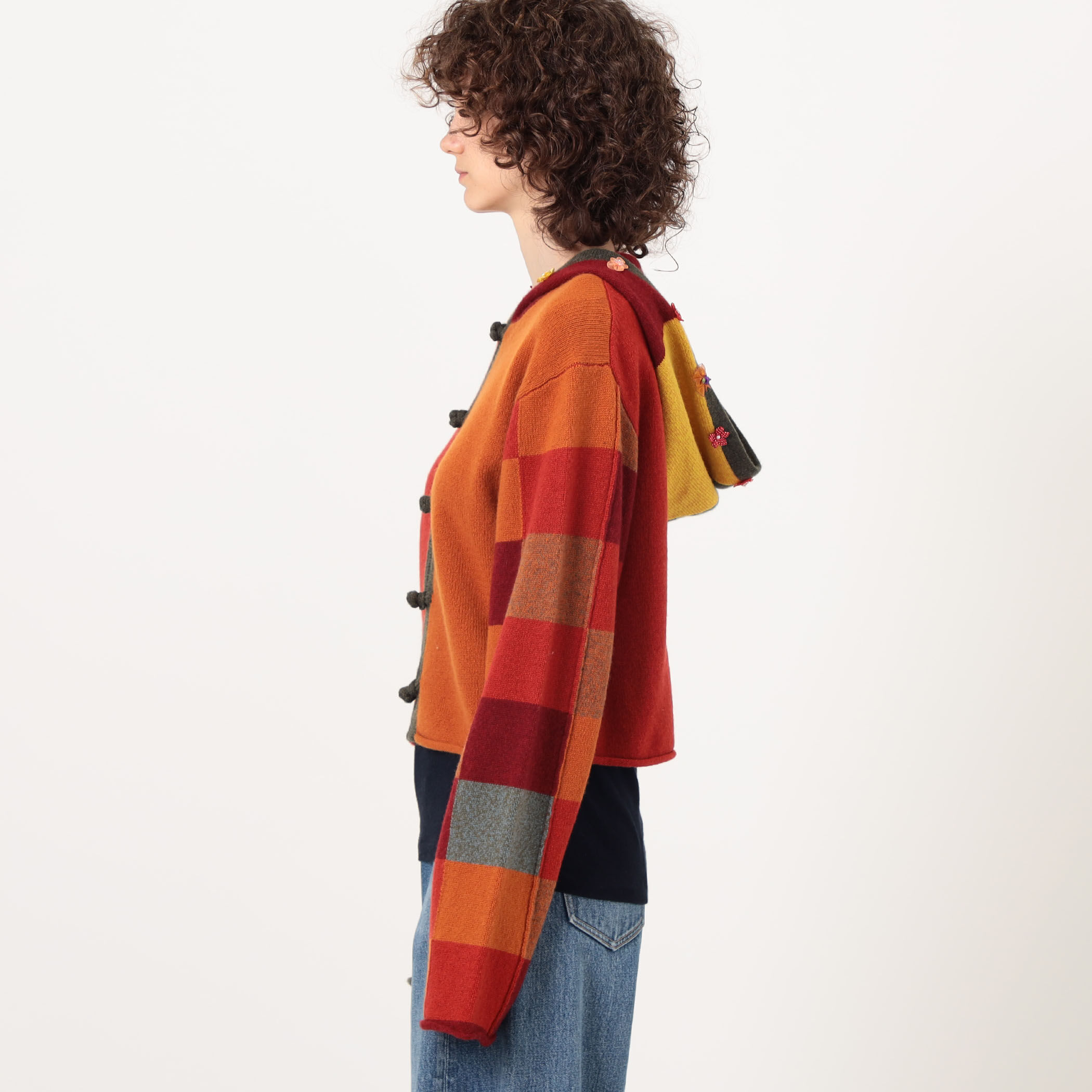 YANYAN CHECK HOODIE チェック フーディーカーディガン