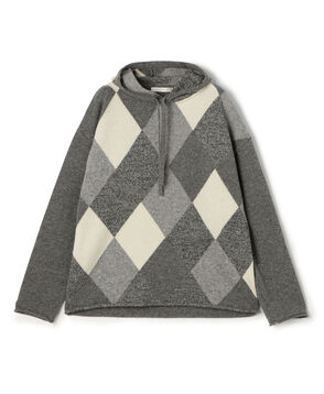 ウールアーガイル フーデッドプルオーバー