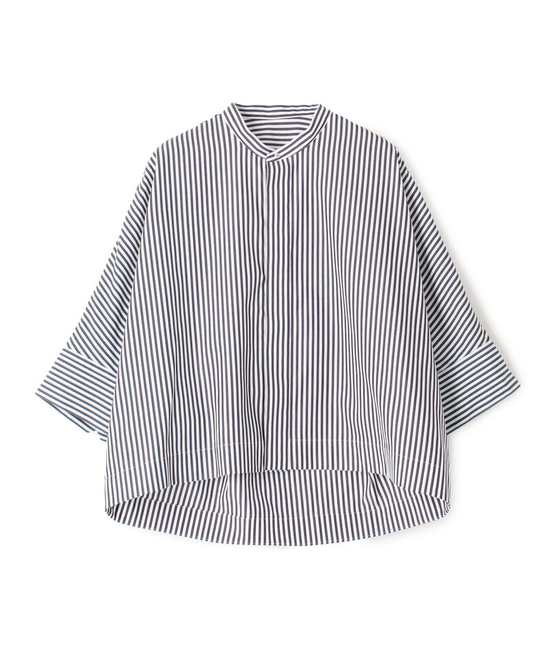 ■コットンブロード バンドカラークロップドシャツ