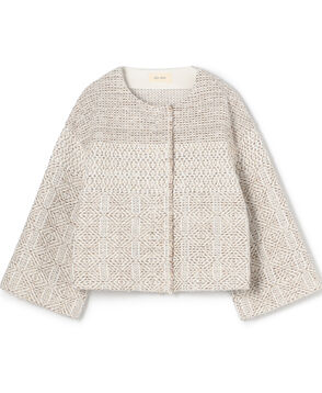 インレイパターン クロップドニットジャケット