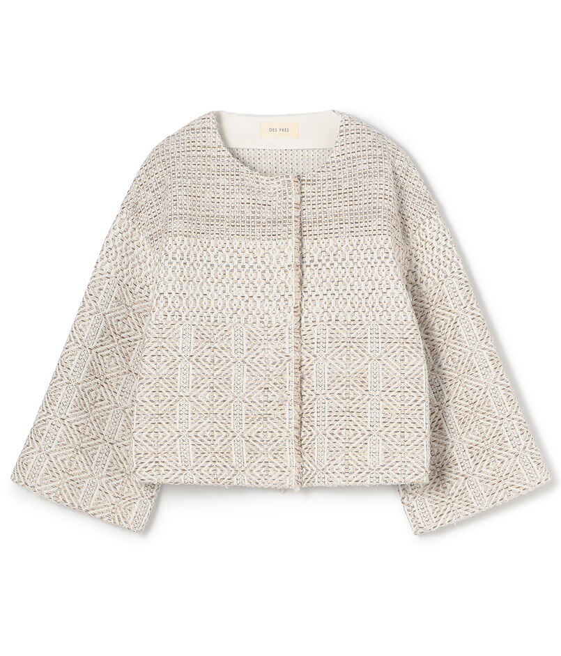 インレイパターン クロップドニットジャケット