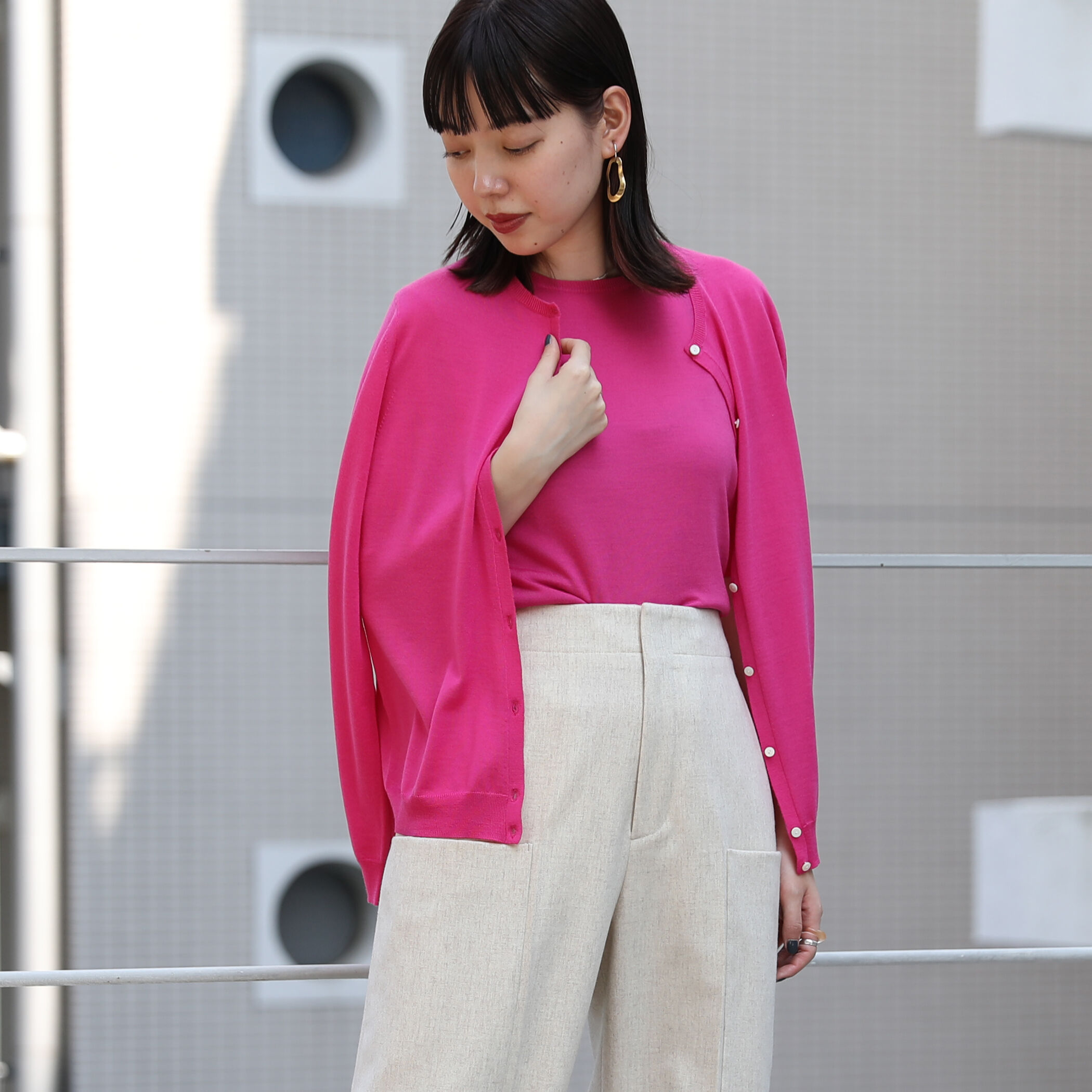 スーパーファインウール クルーネックカーディガン