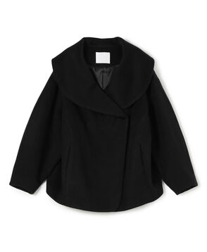 Mame Kurogouchi Wool Arupaka Shawl Collar Short Cort