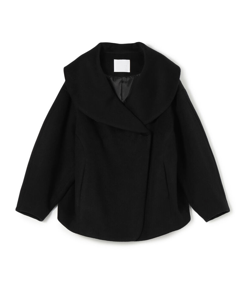 Mame Kurogouchi Wool Arupaka Shawl Collar Short Cort