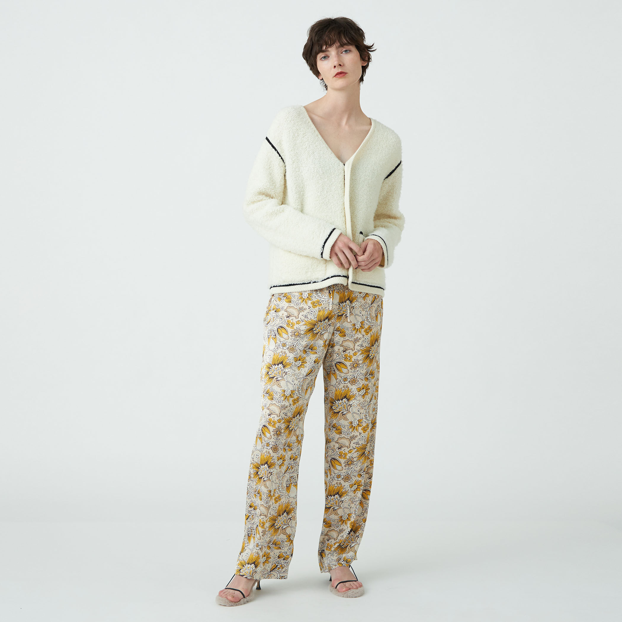 SOULEIADOトゥモローランド　ポリエステルプリントストレートワイドパンツ ポリエステルプリント ストレートワイドパンツ