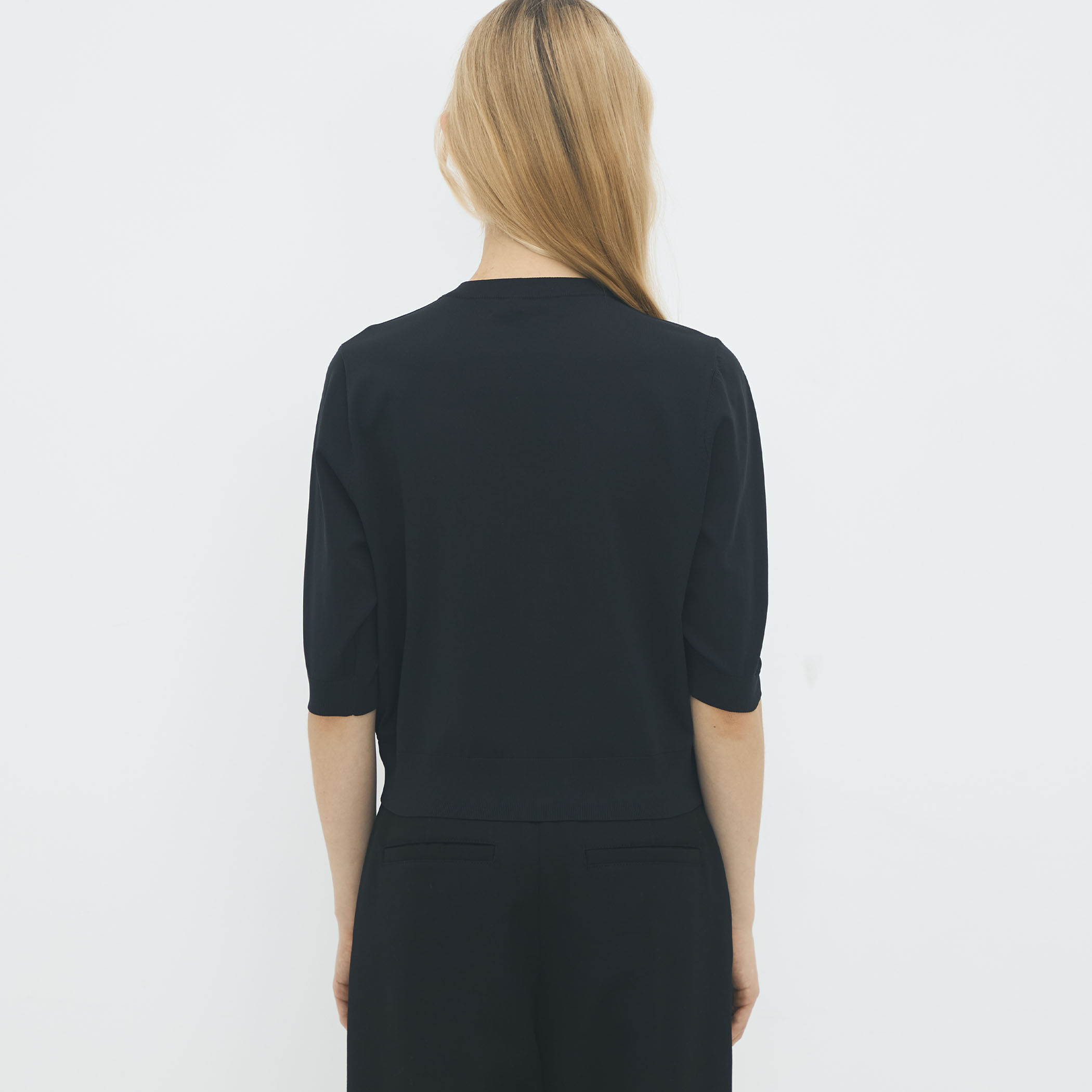 ファインポリエステル ハーフスリーブポケットカーディガン