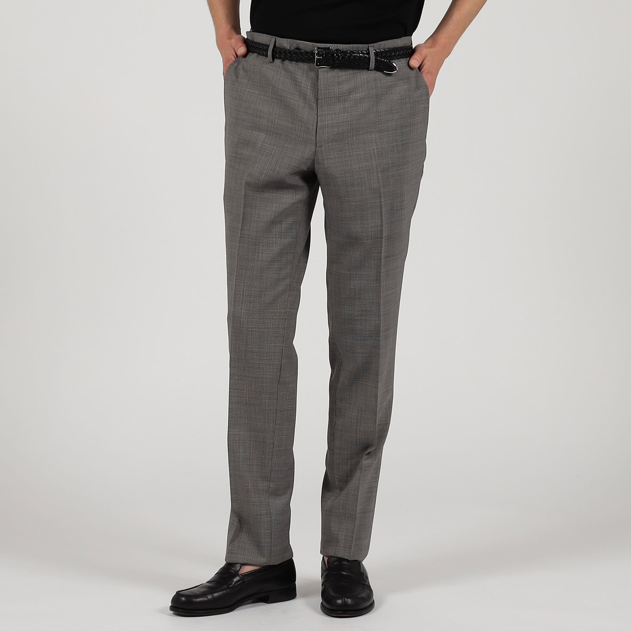 □Super120'sウールポリエステル ノープリーツスリムスラックス