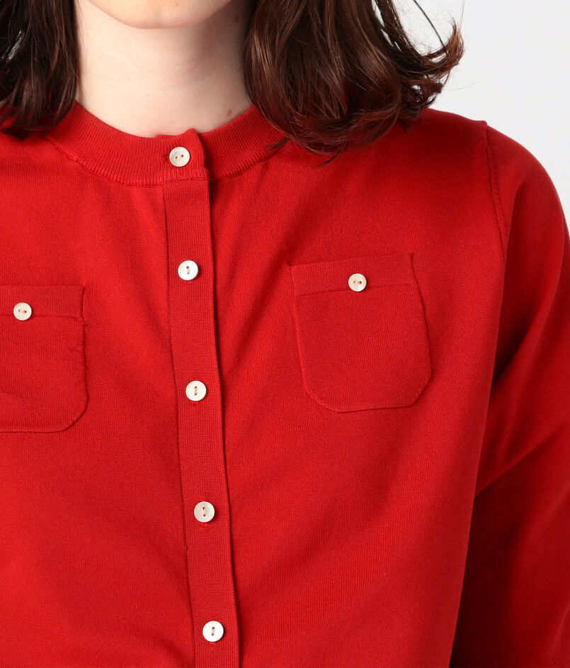 CABaN ファインポリエステル ハーフスリーブポケットカーディガン  