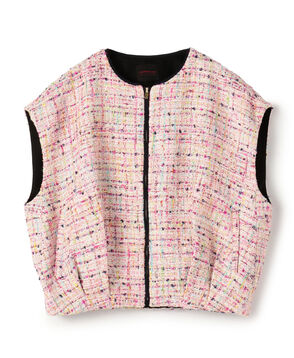 コロレファンシーツイード ジップアップジレ