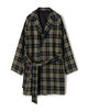 ERRICO FORMICOLA ウールチェック ボタンレスベルテッドコート