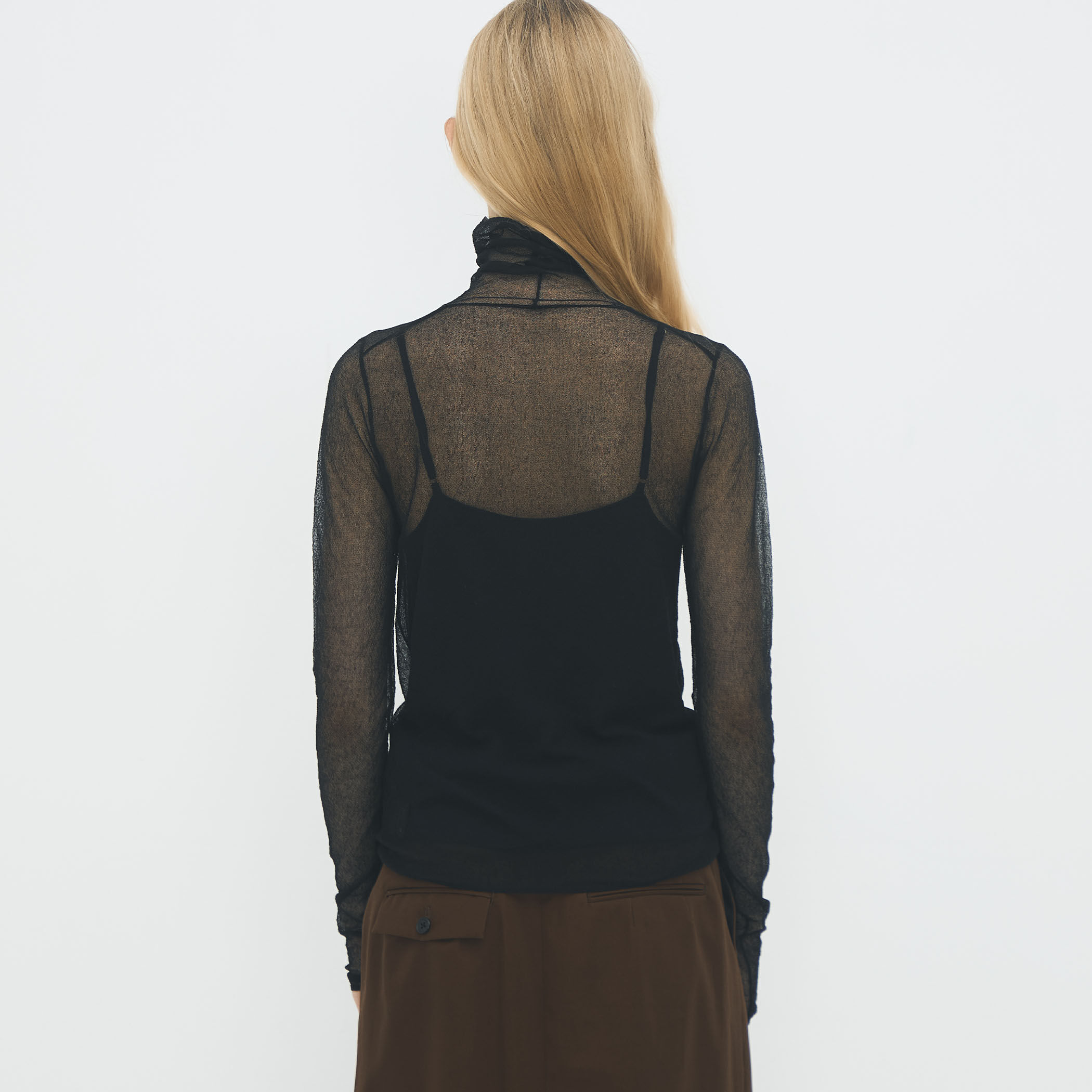 コットンナイロン シアータートルネックプルオーバー