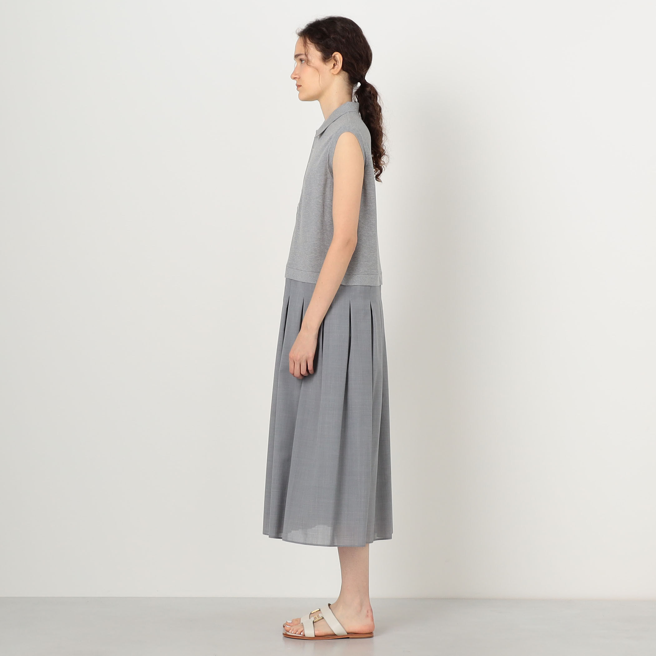 MACPHEE ノースリーブ ポロワンピース グレー　M　新品 □ニットコンビ ポロカラーワンピース｜トゥモローランド 公式サイト