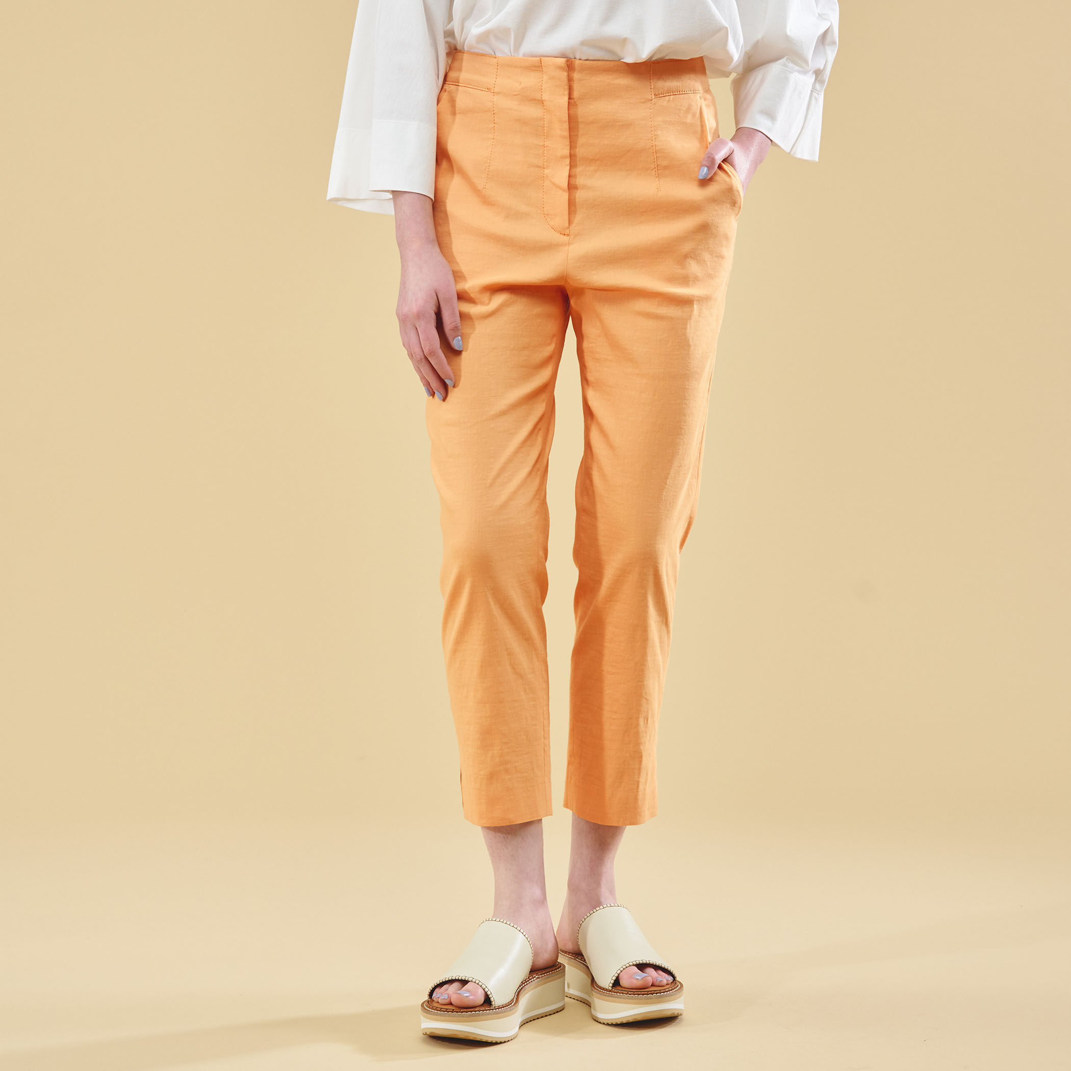 リネンナイロンストレッチ クロップドパンツ｜トゥモローランド 公式通販