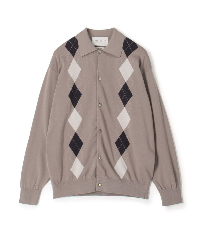 TOMORROWLAND tricot ギザコットン アーガイル柄 ポロカラーカーディガン