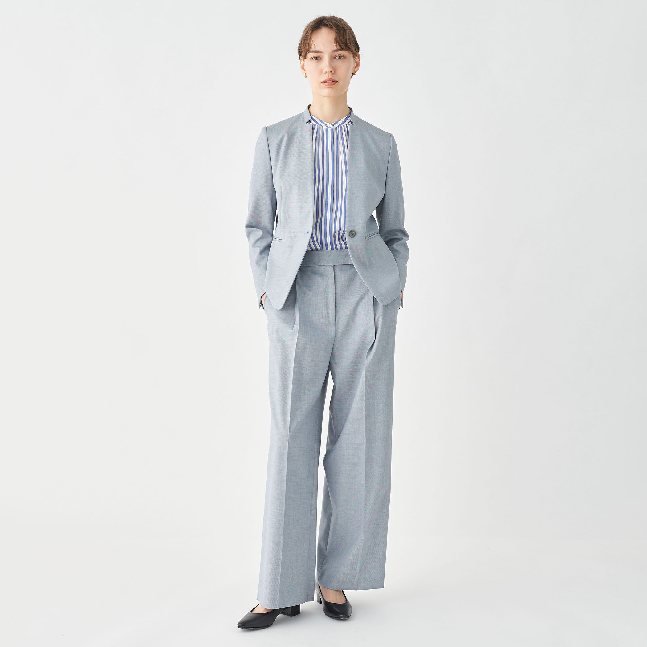 シャイニーシャーク センタープレスワイドパンツ｜トゥモローランド