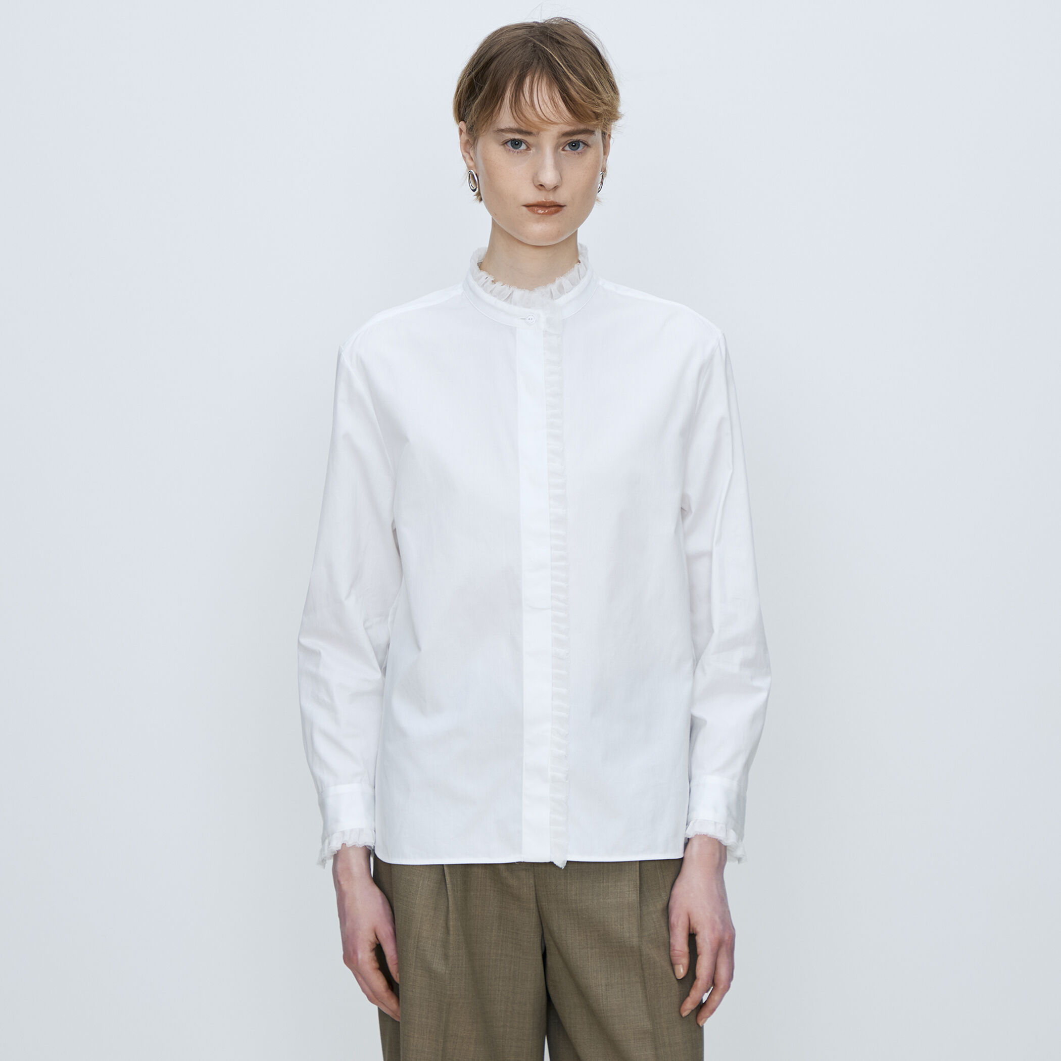 コットンピケ フリルカラーブラウス｜トゥモローランド 公式通販