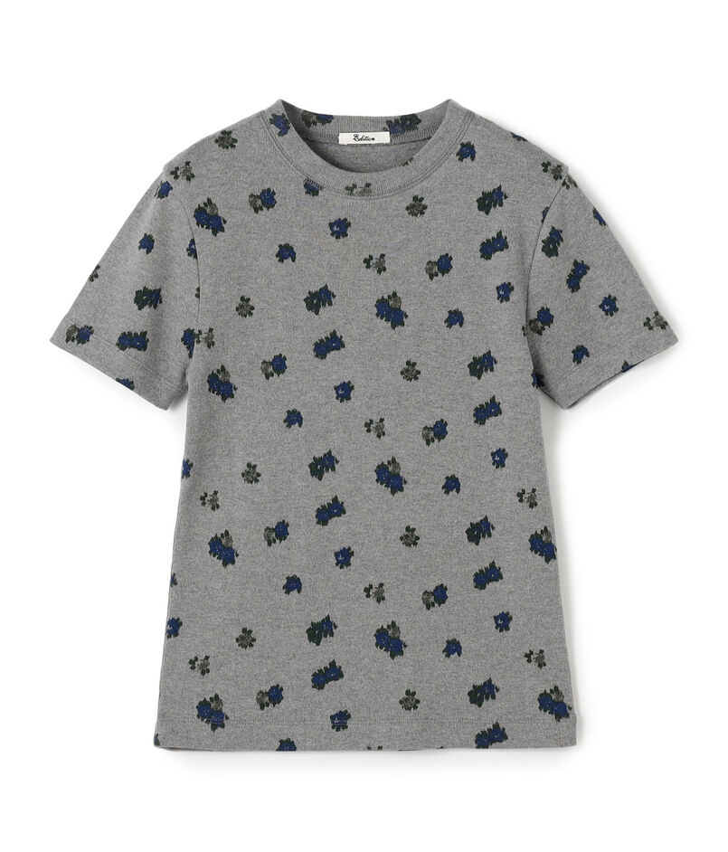 コットンモダールフライス フラワープリント Tシャツ