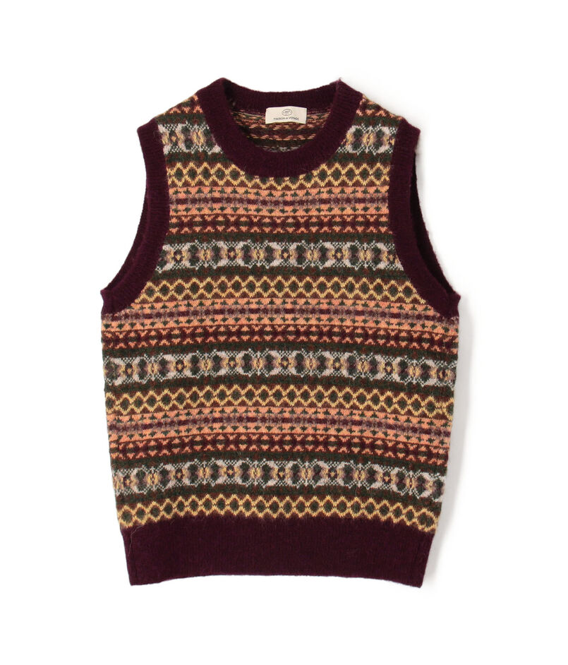 ウールアルパカ フェアアイルジャガード ニットベスト