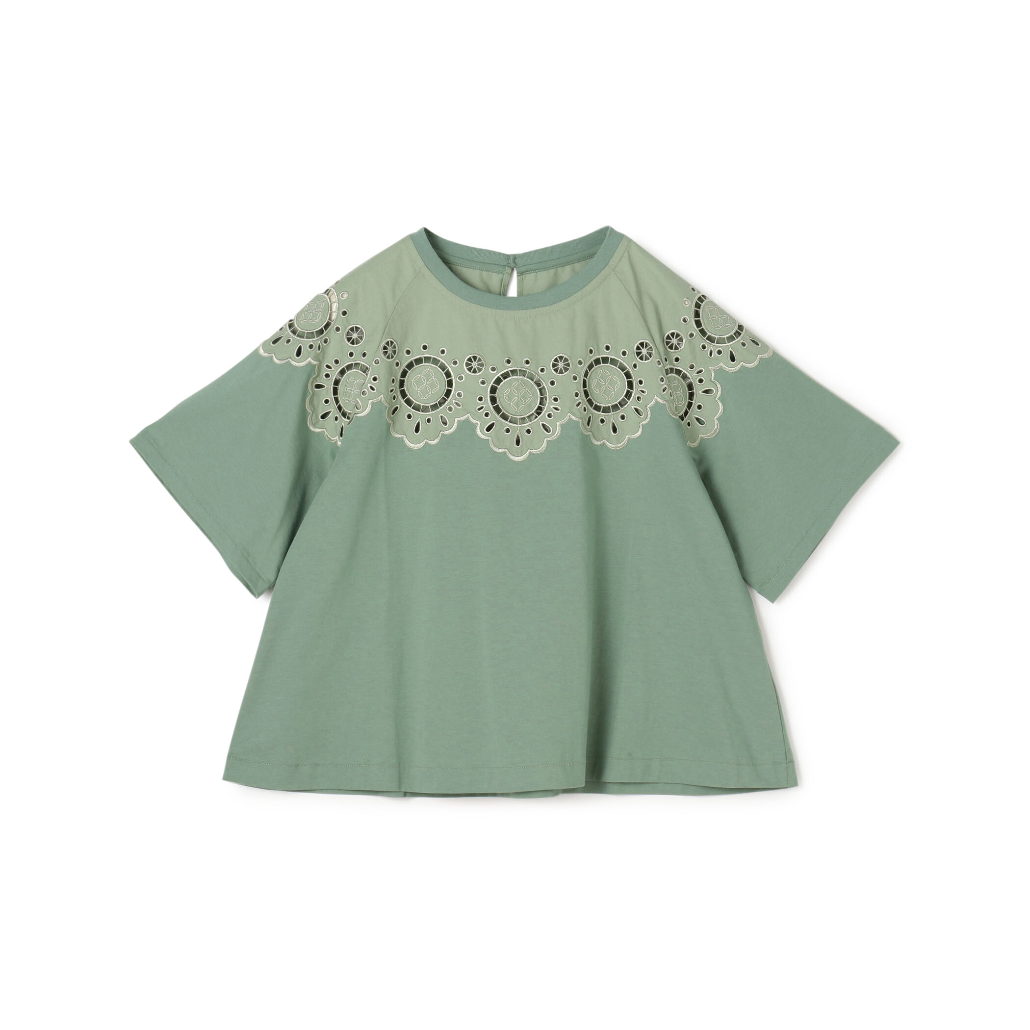 tシャツ ボタニカルエンブロイダリー ハーフスリーブTシャツ レディース MACPHEE tシャツ ボタニカルエンブロイダリー ハーフスリーブT