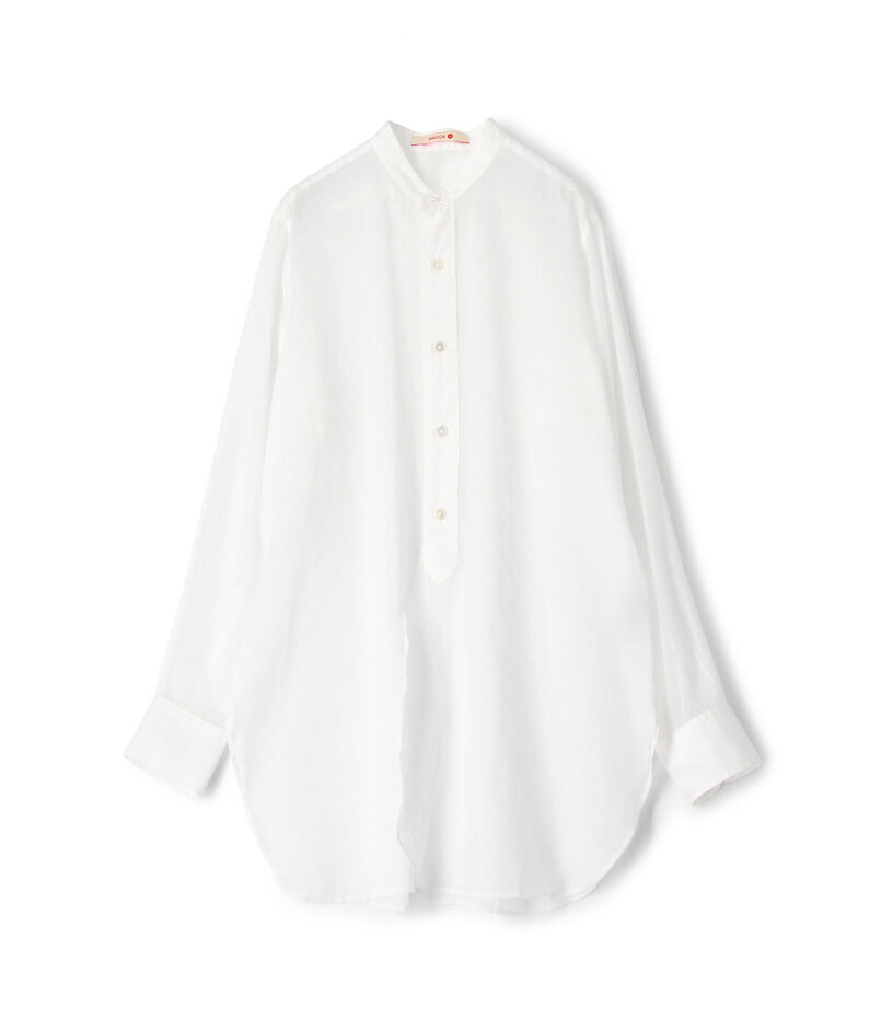〈MORE10%OFF対象〉■■■オーガンジーコンビ バンドカラーシャツ