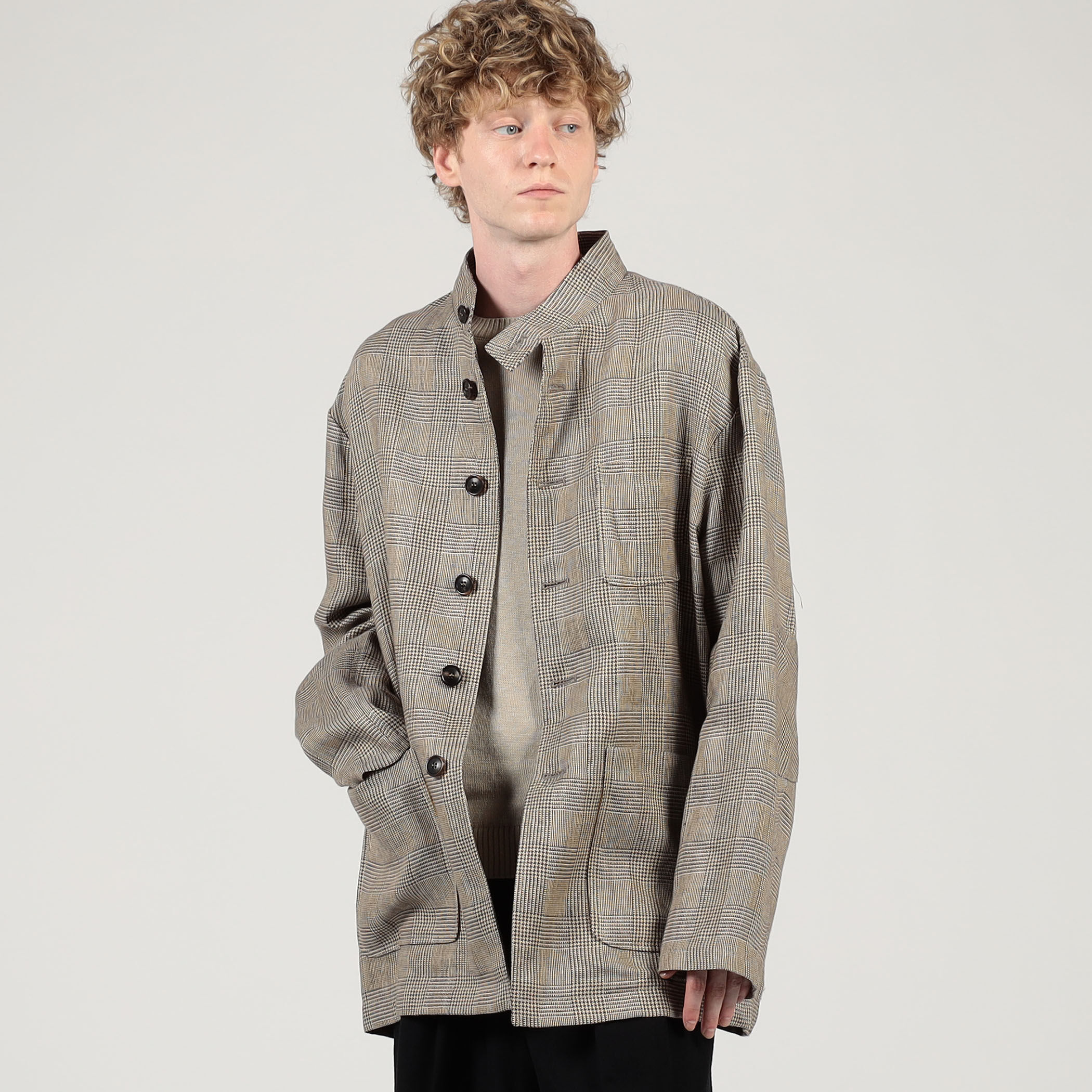 バーバリー ゴルフ ロゴ刺繍 ワッシャー加工 リネン ジャケット L エクリュ 別注】CHRYSALIS TALBOT リネン フォレスティエールジャケット