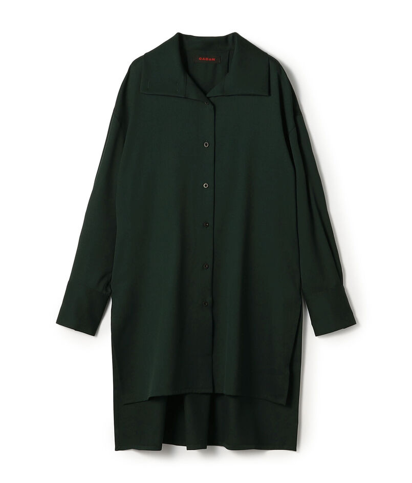 ウールツイル ハイネックロングシャツワンピース