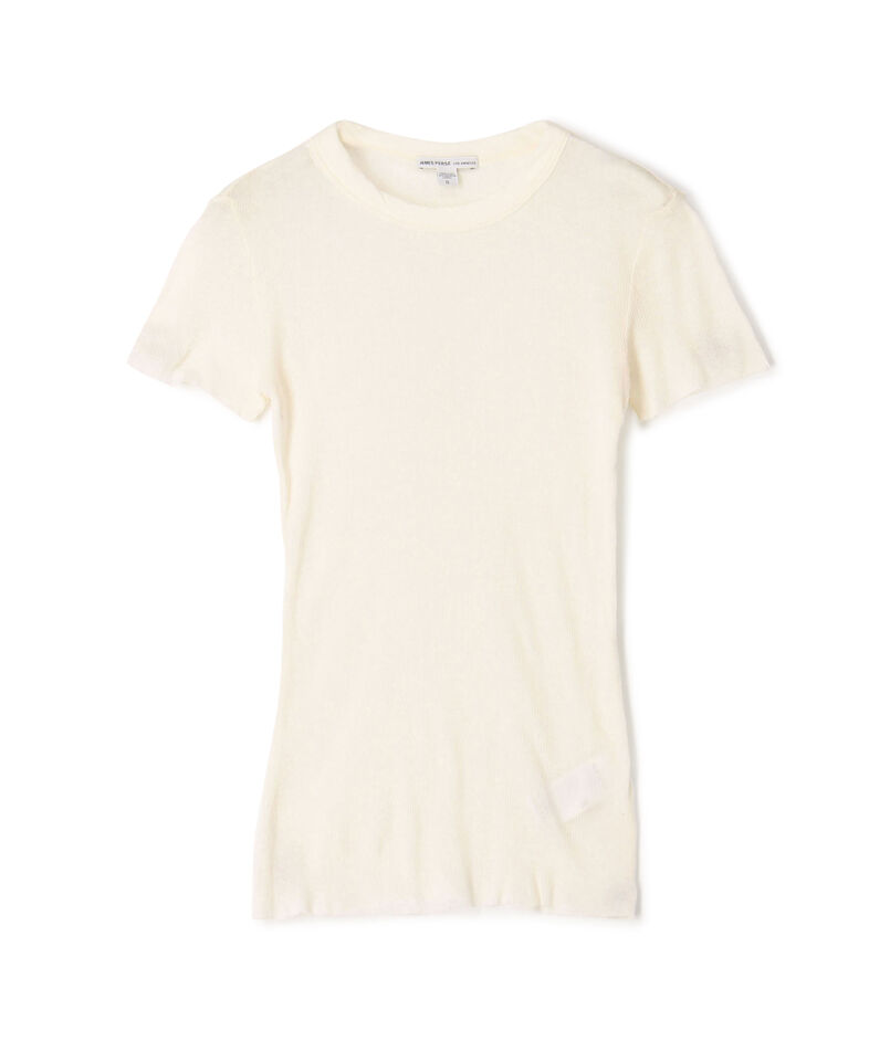 コットンカシミヤブレンドリブ クルーネックTシャツ WVA3978