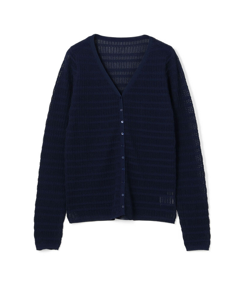 コットンポリエステルアセテートリブ Vネックカーディガン