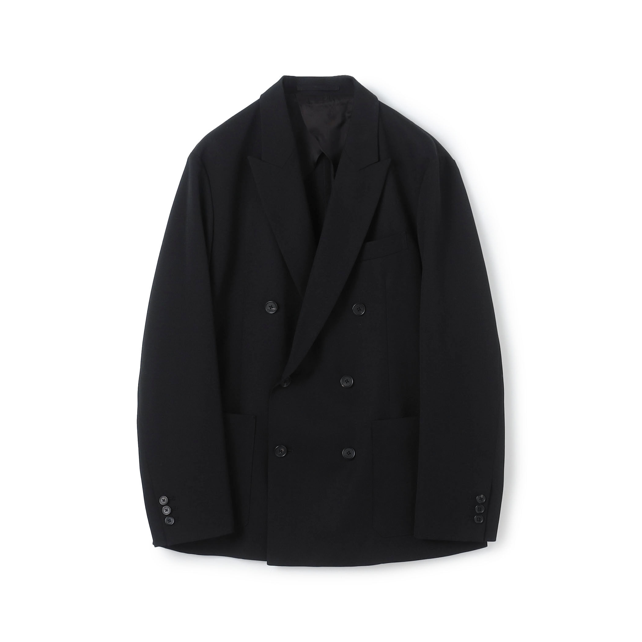 クリーニング済✨cabana カバナ ダブルブレストジャケット 定価8万円 黒緑 CABaN ライトウールギャバジン ダブルブレストジャケット