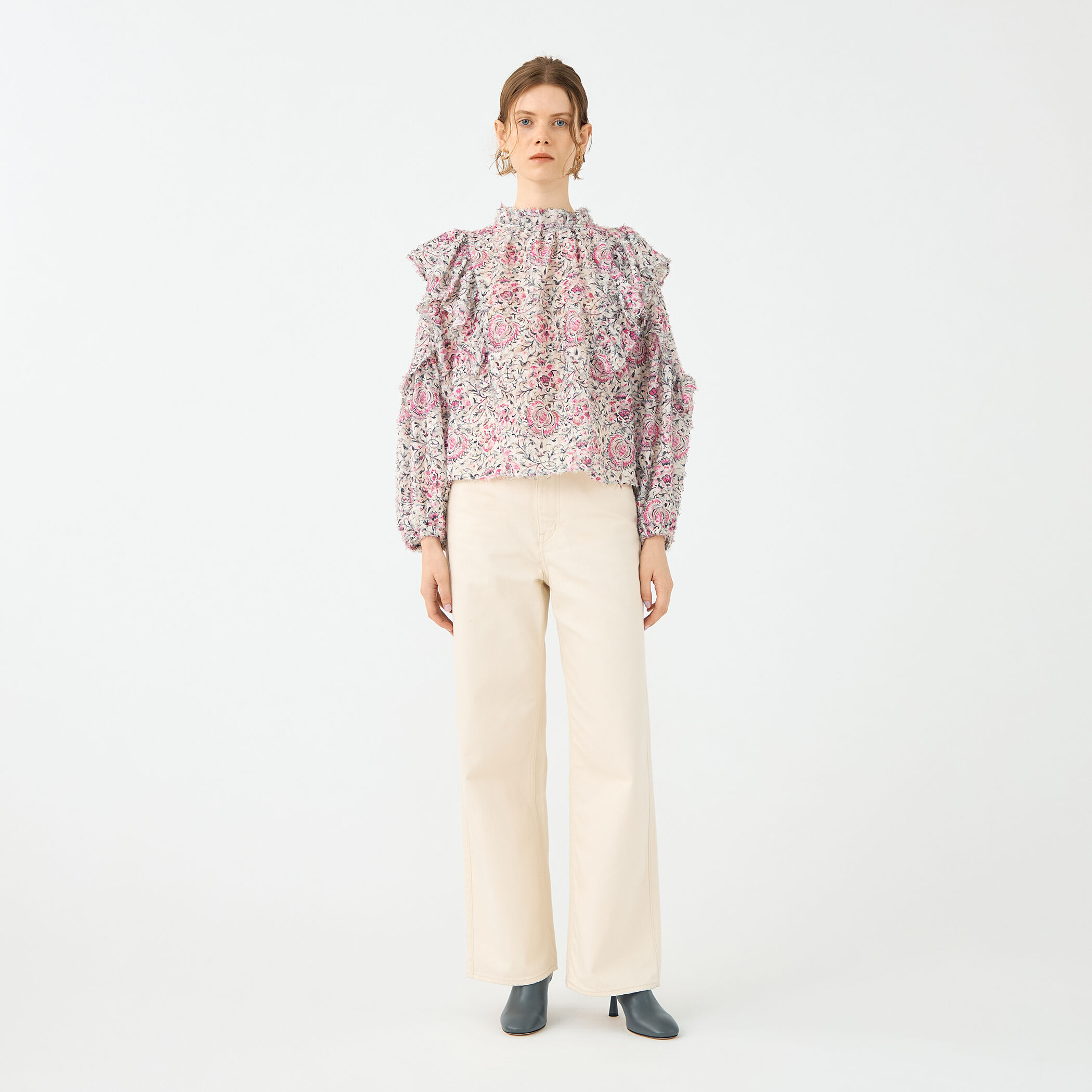 ラメカットジャカード フリルブラウス｜トゥモローランド 公式通販