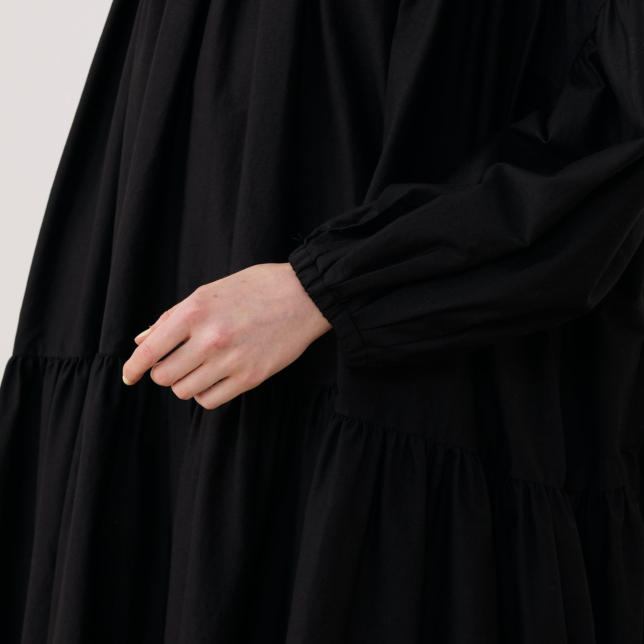 コットンシルクパラシュート ギャザーワイドワンピース