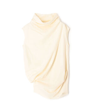 ウールカシミヤビーバー アシンメトリックタックドレープブラウス