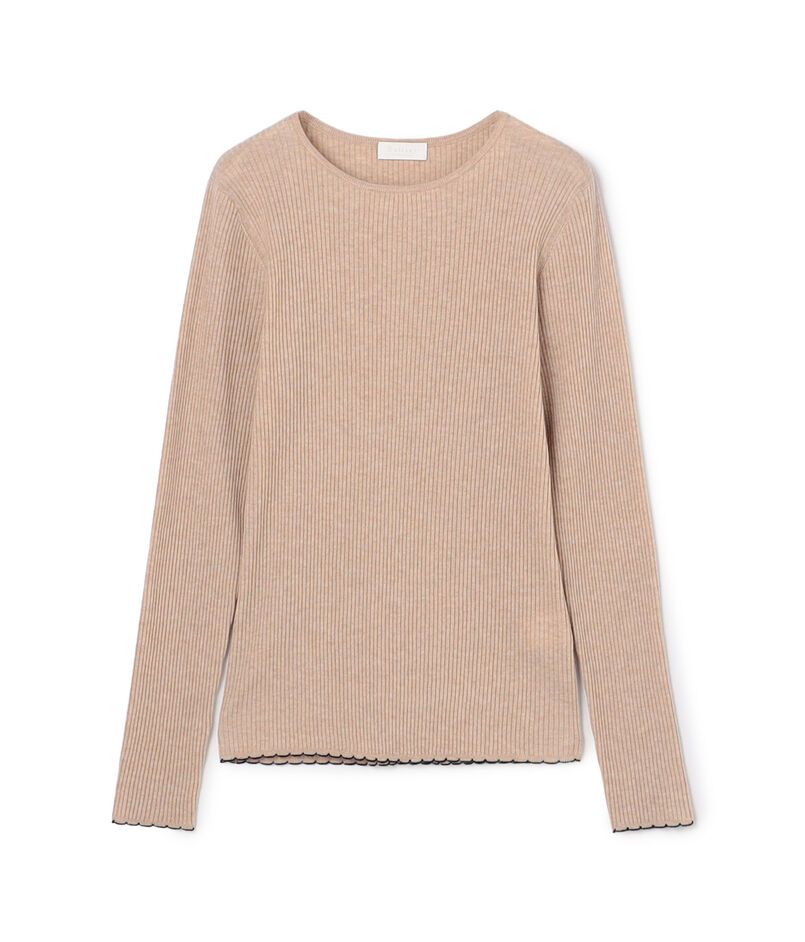 ストレッチカシミヤ クルーネックプルオーバー